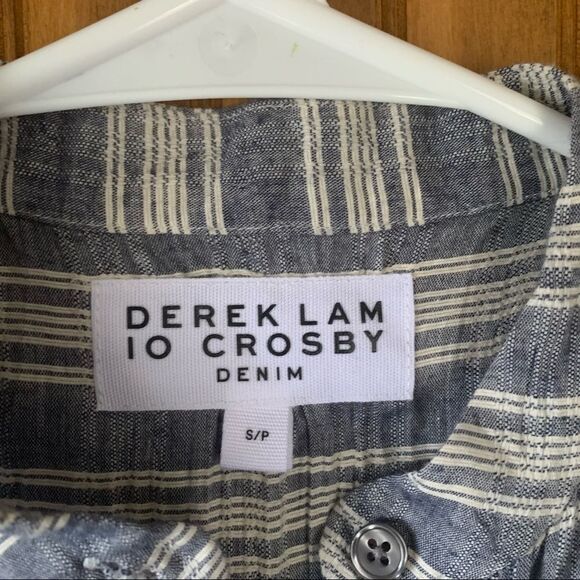 DEREK Lam 10 Crosby Striped Coastal Denim Silk Tank Top - Women Size Small - Picture 4 of 7